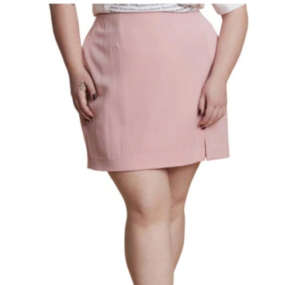 11 Honore Women's New Darci Side Slit Mini Skirt in Pretty Pink Size 20